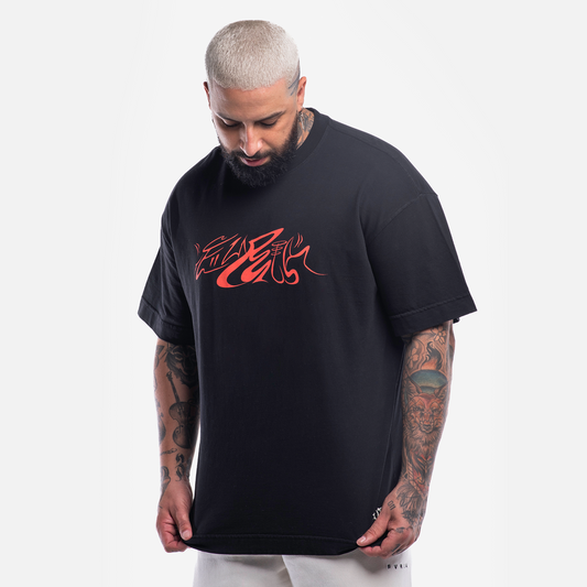 Camiseta Oversized Furia Fire Panther Preta