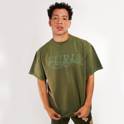 Camiseta Oversized Furia x Zor Verde Estonada