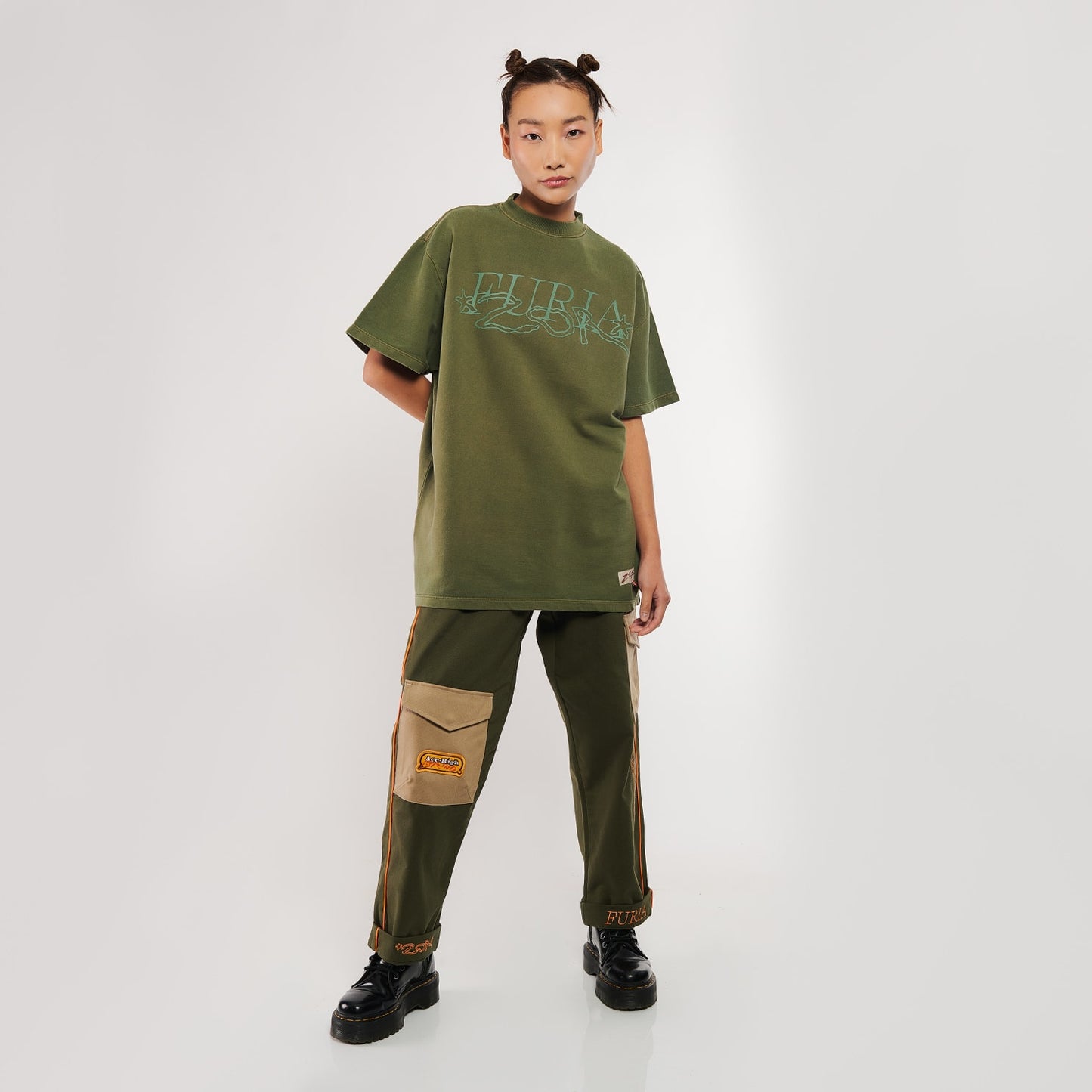Camiseta Oversized Furia x Zor Verde Estonada