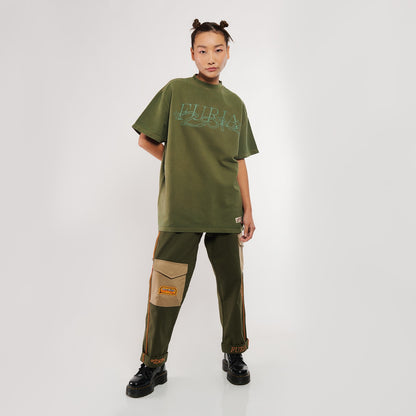 Camiseta Oversized Furia x Zor Verde Estonada