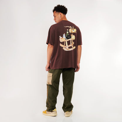 Camiseta Oversized Furia x Zor Woodhorse Marrom