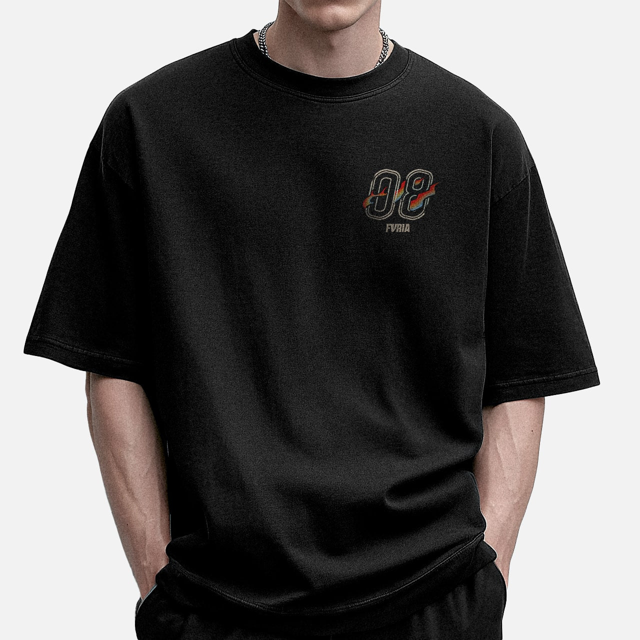 Camiseta Oversized Furia 8th Anniversary Preta