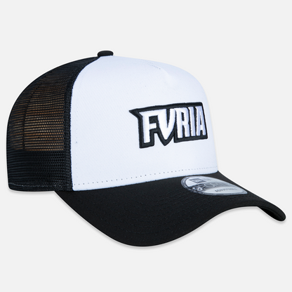 Boné 9Forty Trucker Furia x New Era Branco e Preto
