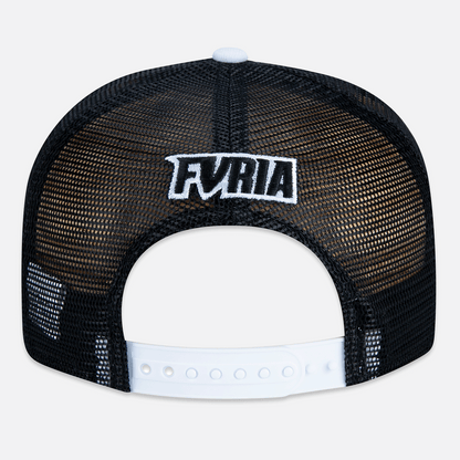 Boné 9Forth Trucker Furia x New Era Spray Preto e Branco